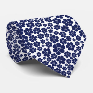Flower Pattern - Blue and White Tie