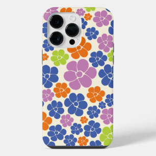 Flower Pattern - Blue, Orange, Purple, Green iPhone 14 Pro Max Case