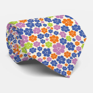 Flower Pattern - Blue, Orange, Purple, Green Tie