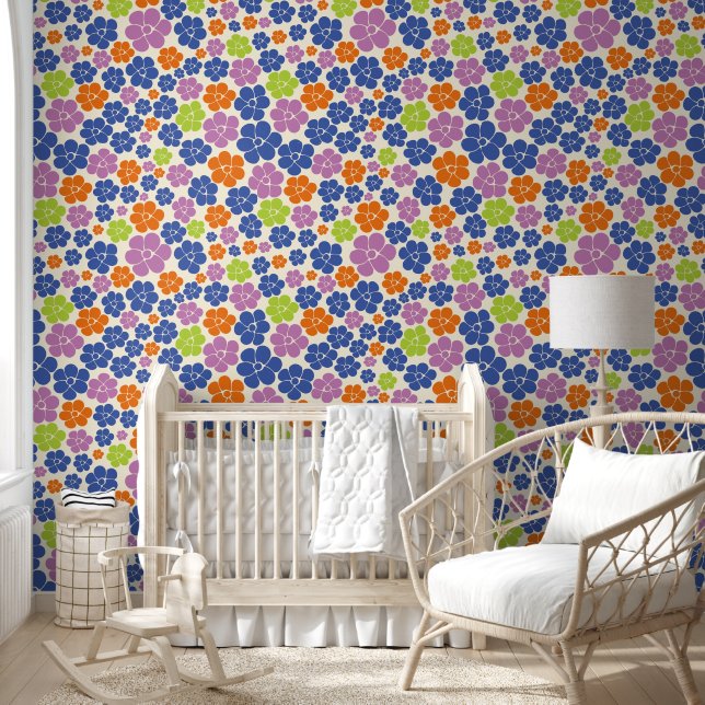 Flower Pattern - Blue, Orange, Purple, Green Wallpaper (Kids)
