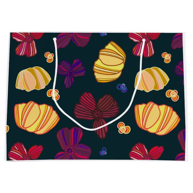 flower pattern blue purple yellow gift bag (Front)