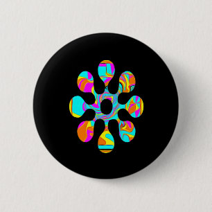 Flower Pattern. Bright Colours Sticker 6 Cm Round Badge