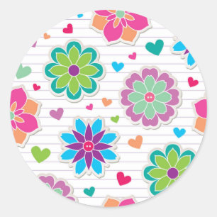 Flower pattern classic round sticker