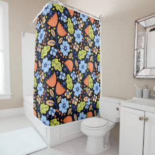 Flower pattern colorful shining shower curtain