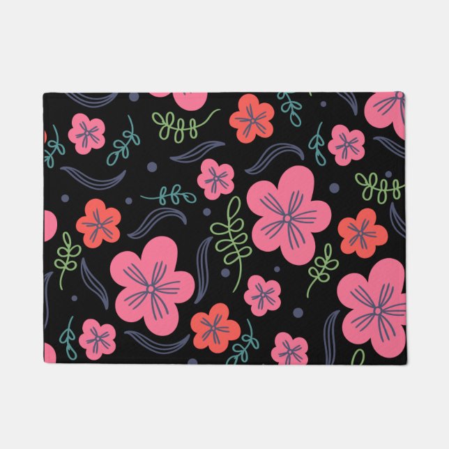  Flower pattern colourful beautiful Doormat (Front)