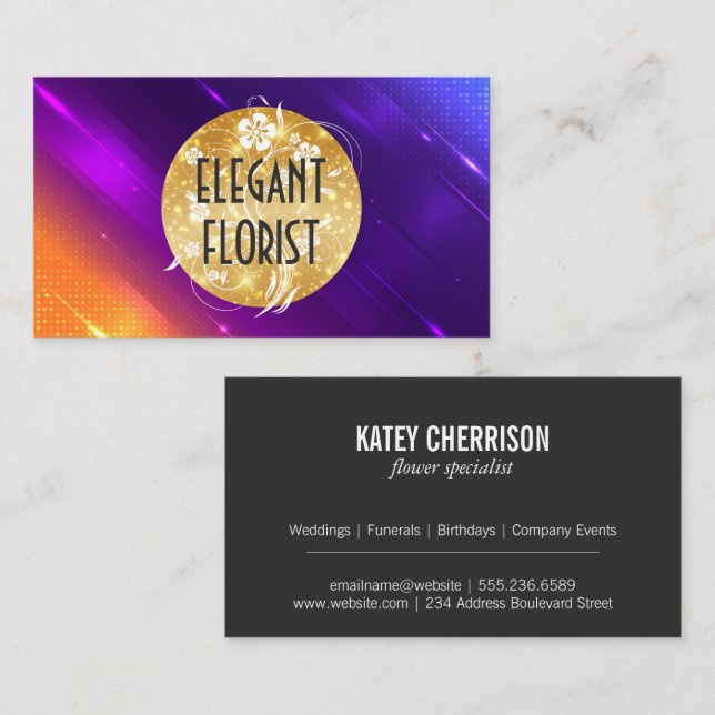 Flower Pattern | Colourful Gradient Background Business Card (Front/Back)