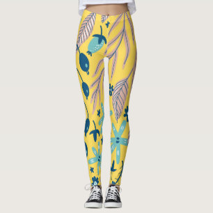 Flower pattern colourful shining beauty  leggings