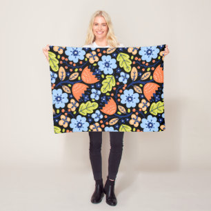 Flower pattern colourful shining fleece blanket
