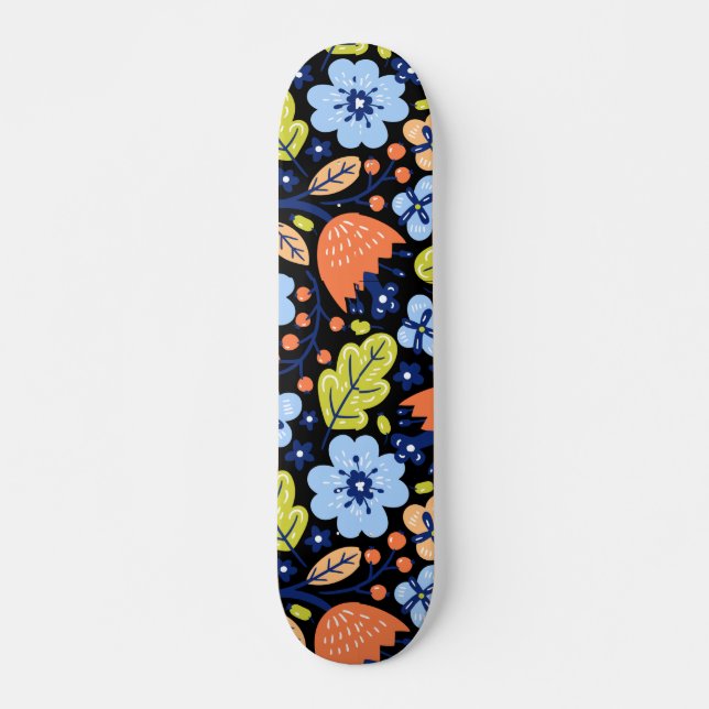 Flower pattern colourful shining   skateboard (Front)