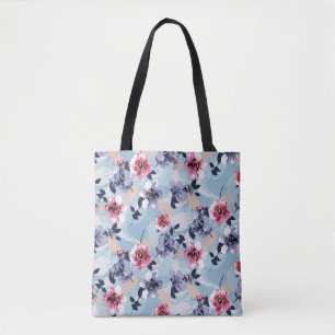 flower pattern design textile illustrationart,back tote bag