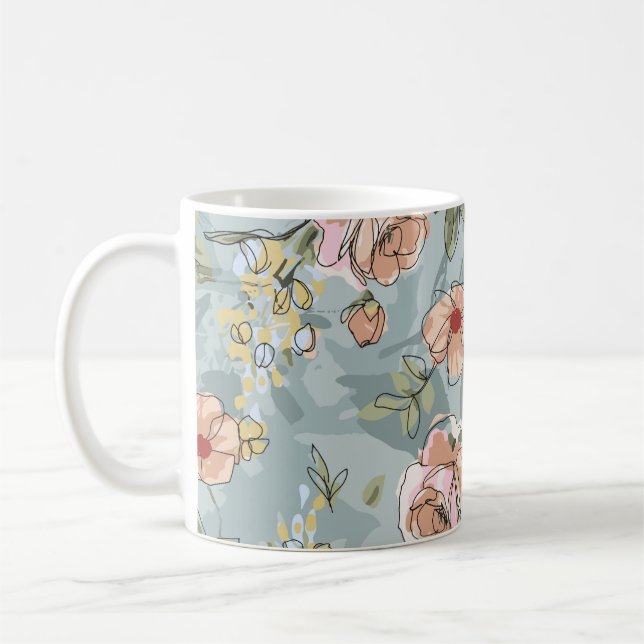 flower pattern design textile illustrationart, flo coffee mug (Left)