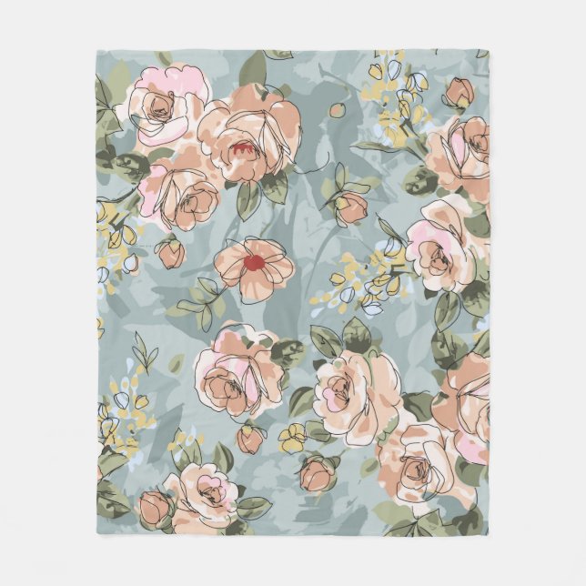 flower pattern design textile illustrationart, flo fleece blanket (Front)