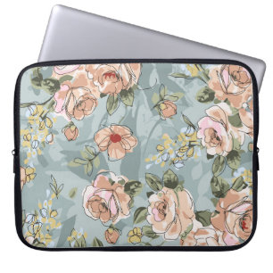 flower pattern design textile illustrationart, flo laptop sleeve
