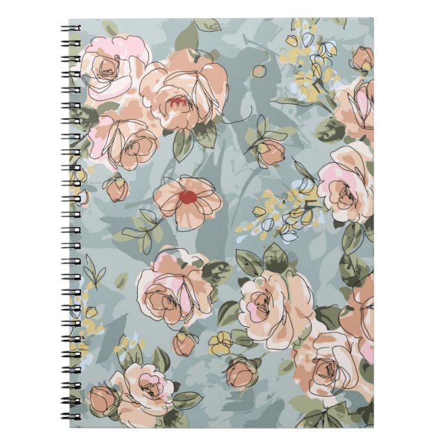 flower pattern design textile illustrationart, flo notebook (Front)