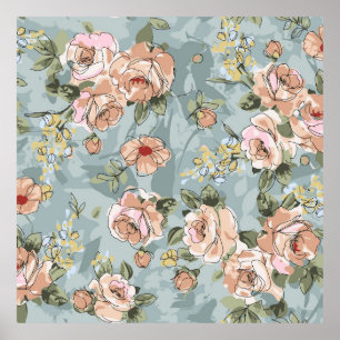 flower pattern design textile illustrationart, flo poster