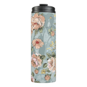 flower pattern design textile illustrationart, flo thermal tumbler