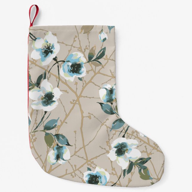 flower pattern design textile illustrationart,patt small christmas stocking (Front)