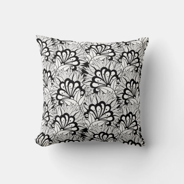 Flower Pattern Doodle Cushion (Front)