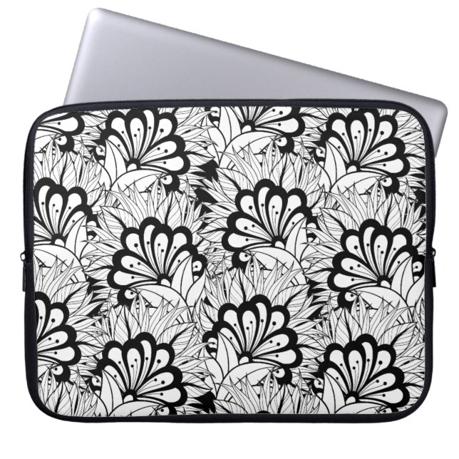 Flower Pattern Doodle Laptop Sleeve (Front)