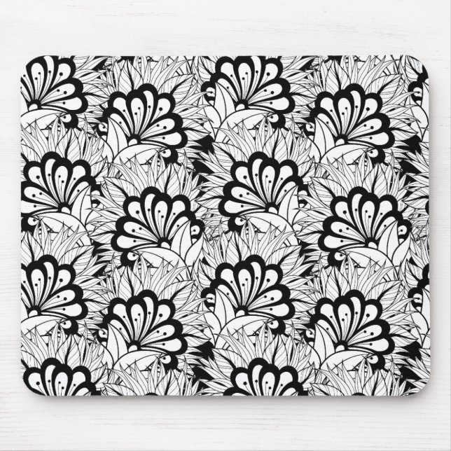 Flower Pattern Doodle Mouse Pad (Front)