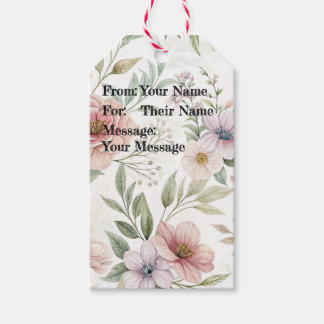 Flower Pattern Drawing Pastel Custom Message Gift Tags