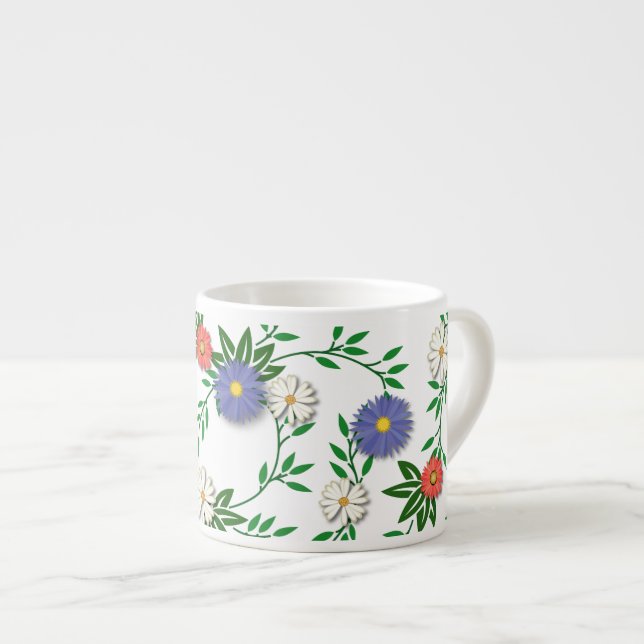 Flower Pattern Espresso Cup (Front Right)