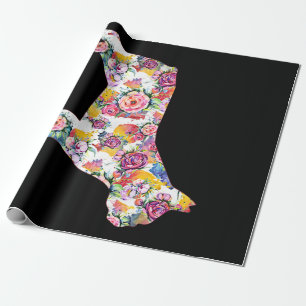 Flower Pattern Frenchie French Bulldogs Lover Gift Wrapping Paper