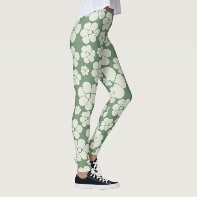 Flower Pattern - Green Leggings (Right)