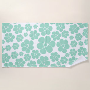 Flower Pattern - Green (Mint) Beach Towel