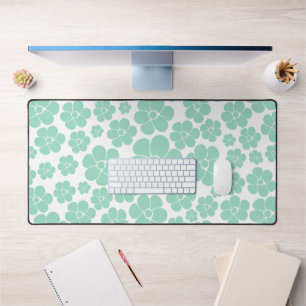 Flower Pattern - Green (Mint) Desk Mat