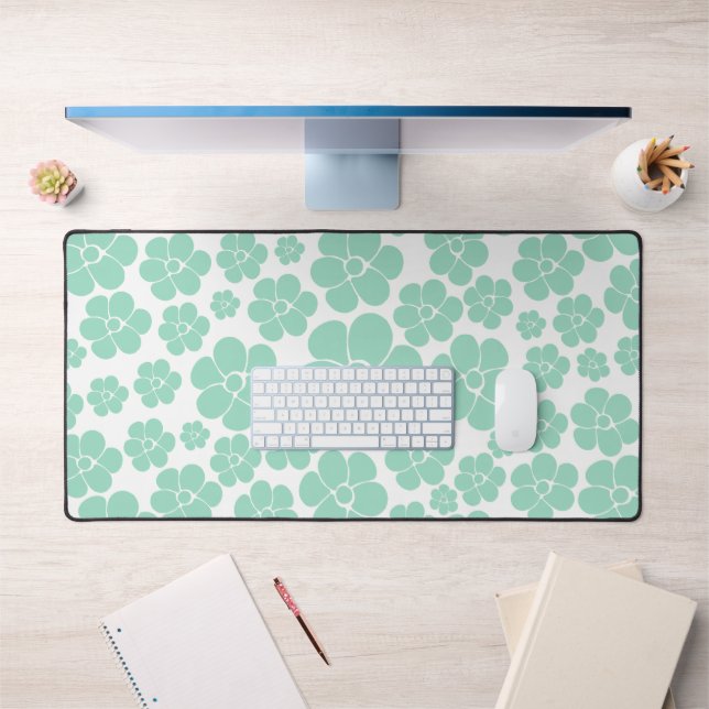 Flower Pattern - Green (Mint) Desk Mat (Office 1)
