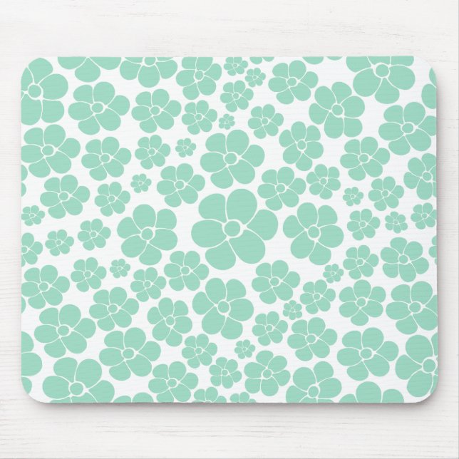 Flower Pattern - Green (Mint) Mouse Pad (Front)