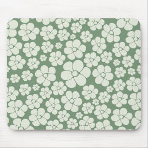 Flower Pattern - Green Mouse Pad