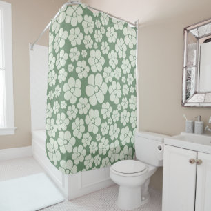 Flower Pattern - Green Shower Curtain