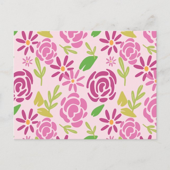 Flower pattern holiday postcard (Front)