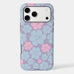 Flower Pattern in Blue, Lilac, and Pink
