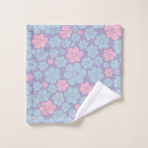 Flower Pattern in Blue, Lilac, and Pink Bath Towel Set