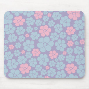 Flower Pattern in Blue, Lilac, and Pink Mouse Pad