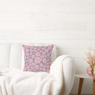 Flower Pattern in Grey and Pink Cushion