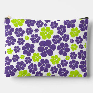 Flower Pattern in Lime Green and Purple Accessory Pouch