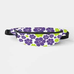 Flower Pattern in Lime Green and Purple Bum Bags