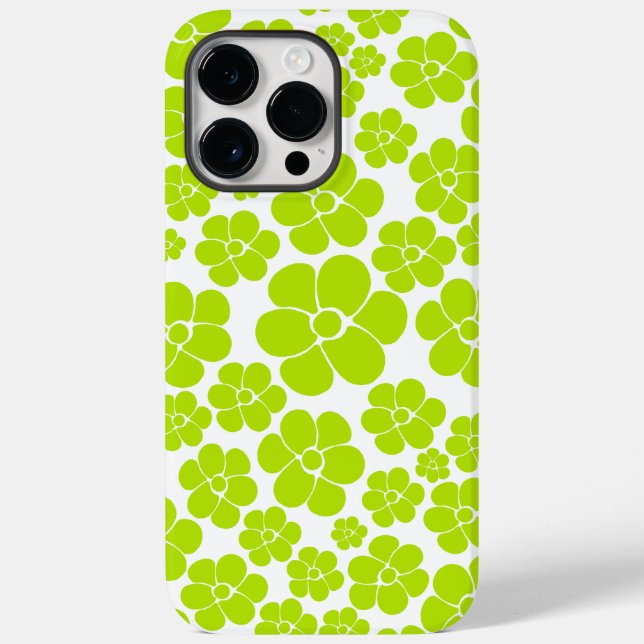 Flower Pattern in Lime Green and White  Case-Mate iPhone Case (Back)