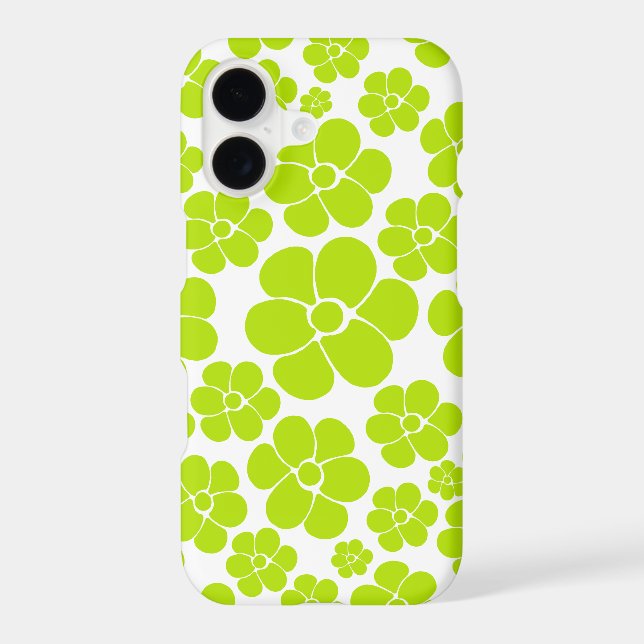 Flower Pattern in Lime Green and White  iPhone Case (Back)