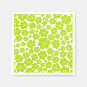 Flower Pattern in Lime Green and White Napkin