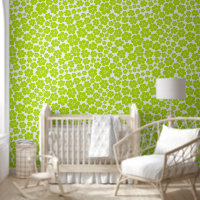 Flower Pattern in Lime Green and White 