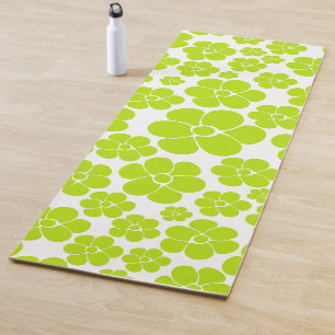 Flower Pattern in Lime Green and White  Yoga Mat