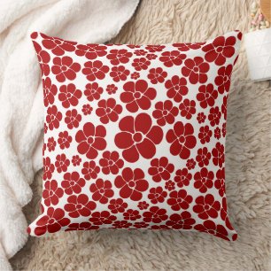 Flower Pattern in Red and White Cushion