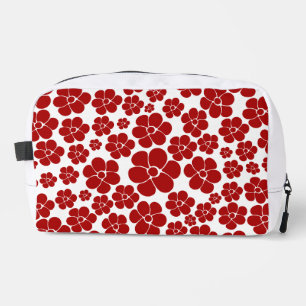 Flower Pattern in Red and White Dopp Kit