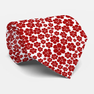 Flower Pattern in Red and White Tie