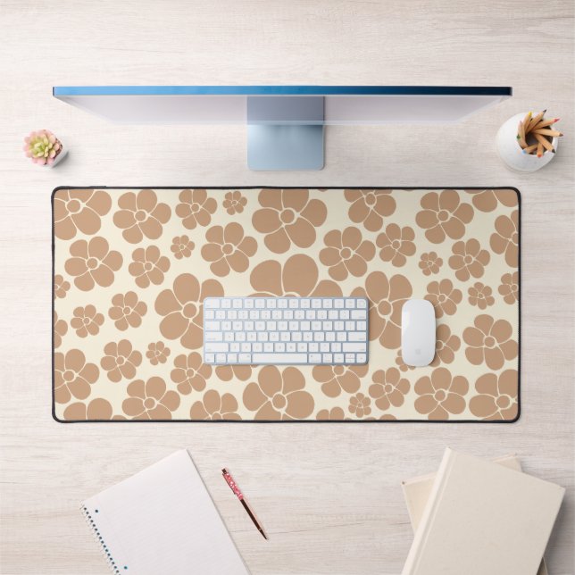 Flower Pattern in Tan and Cream Desk Mat (Office 1)